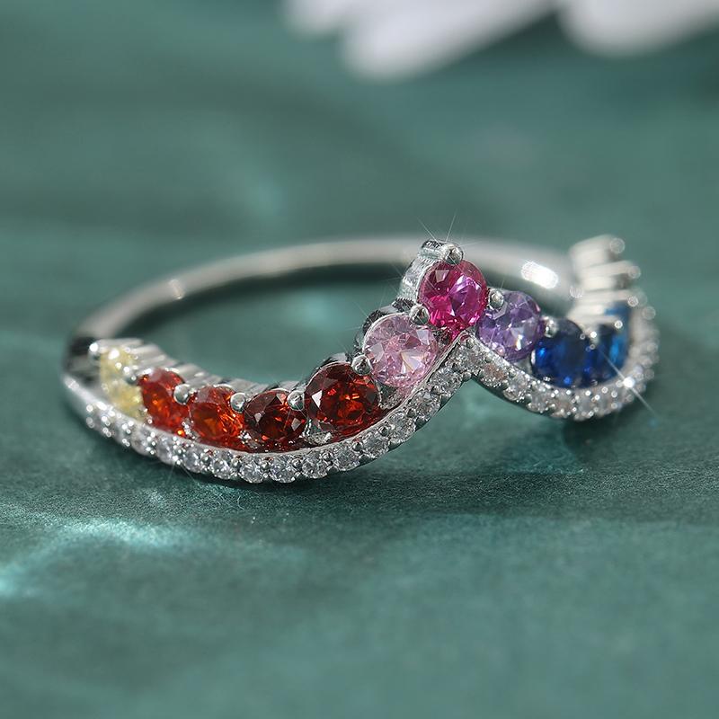 Women's Elegant Simple Design Multicolor Synthetic Zirconia Irregular Ring Fashion Sparkling Party Festival Jewelry Accessories