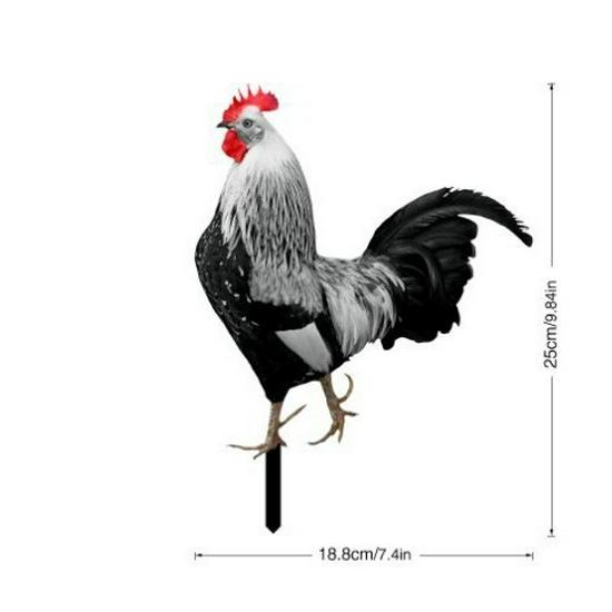 3D Rooster Acrylic Mirror Yard Art: Creative Outdoor Garden Decoration