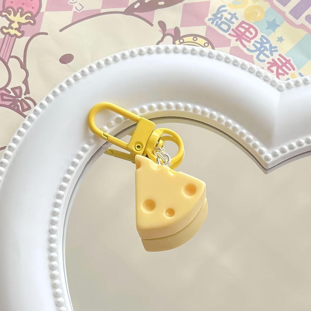 Girly Heart Cheese Keychain - Sweet Resin Food Toy Pendant for Students