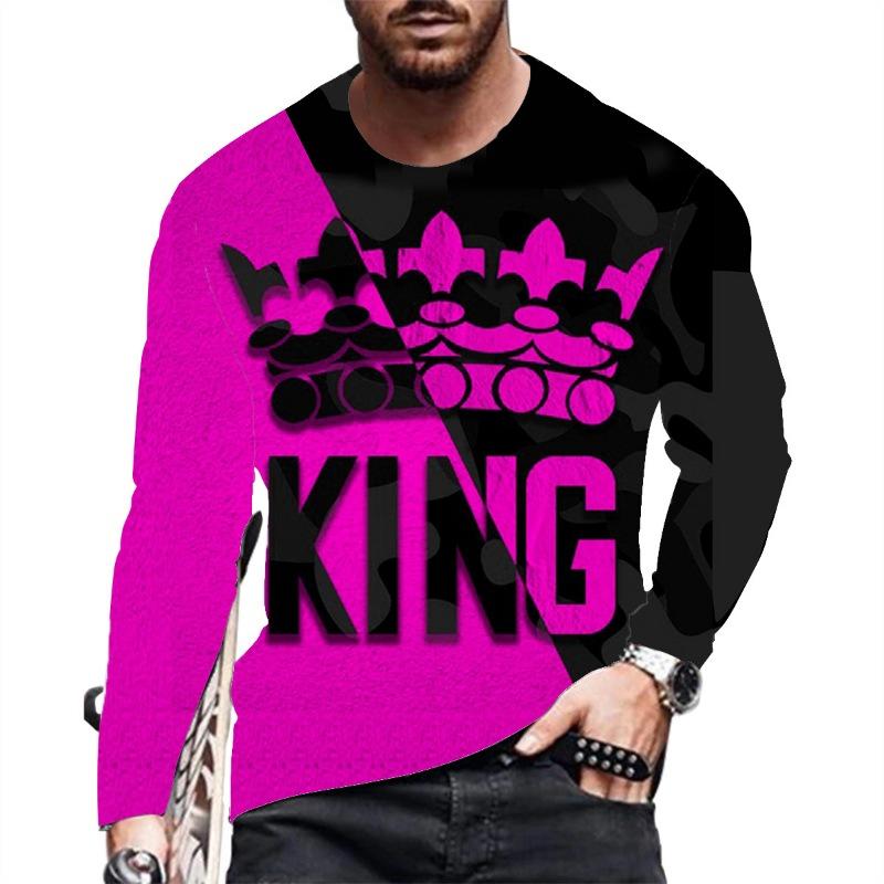 Men's Casual Slim Fit Fashionable Printed Long Sleeved T-shirt Men's Plus Size 3D Printed Long Sleeved T-shirt