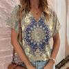Bohemian Style Short Sleeved 3D Color Printed Trendy Casual Loose T-shirt