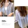 Polo Collar Thin Chiffon Shirt Single Breasted Cardigan Women's Loose Sun Protection Clothing Solid Color Simple Casual Summer