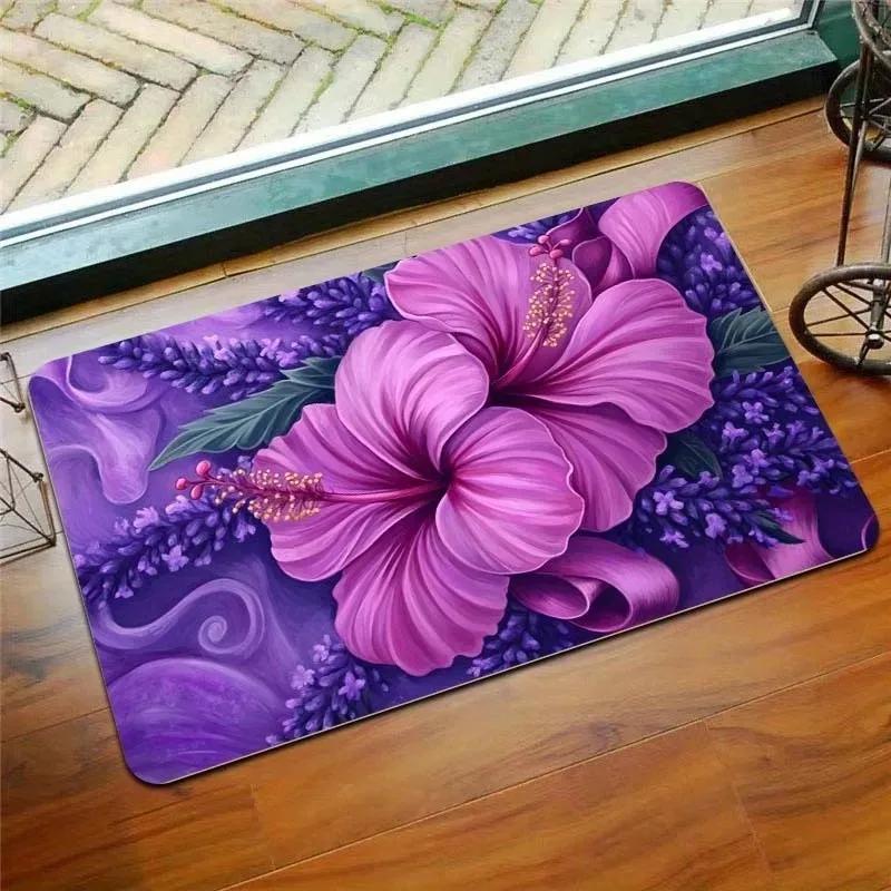 1PC Flower and Bird Pattern Door Mats Kitchen Rugs Non-Slip Pop Design Bedroom Rugs Bath Mat Carpet for Home Sink Laundry Decor