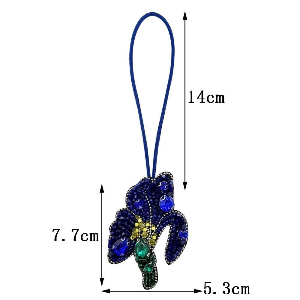 Fashion 3D Sequin Flowers Bouquet Beaded Pendant DIY Rhinestone Beads Keychain Lanyard Hanging Rope Handmade Bag Accessories