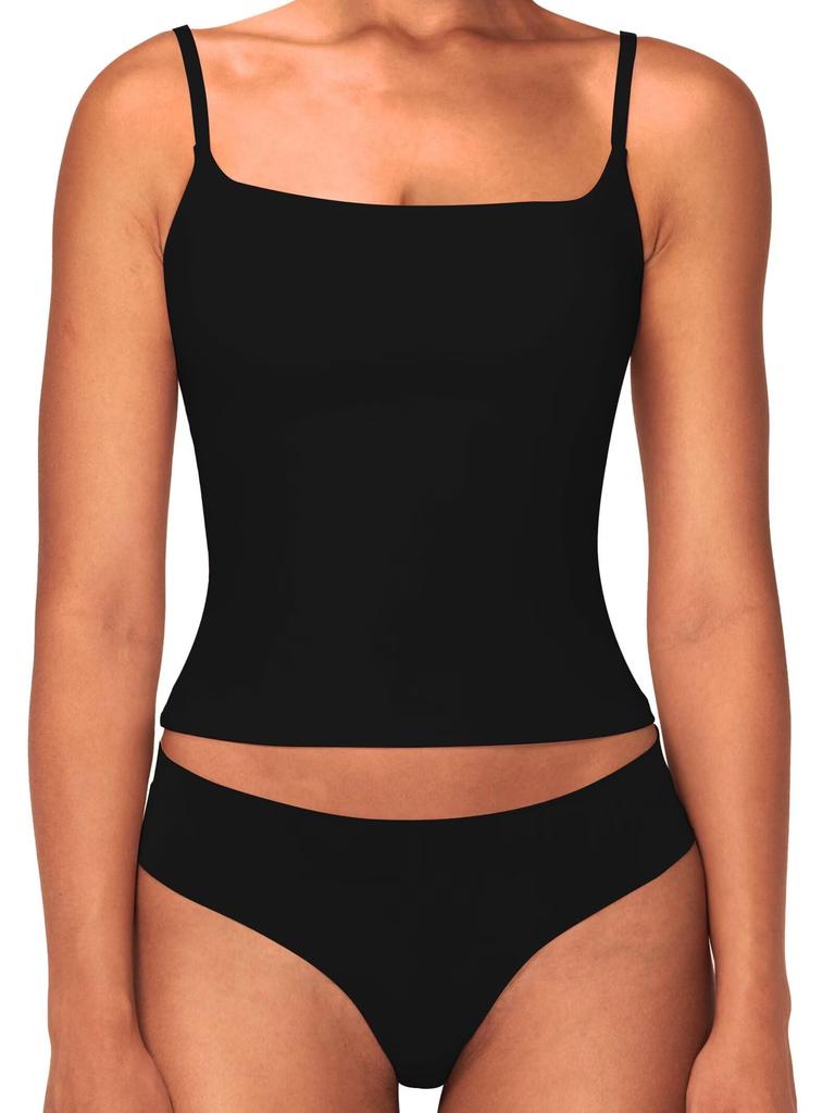 Sexy Tanktop für Damen mit quadratischem Ausschnitt, für den Sommer, zum Ausgehen, Basic-Cami-Shirt mit verstellbaren Trägern und schlanker Passform