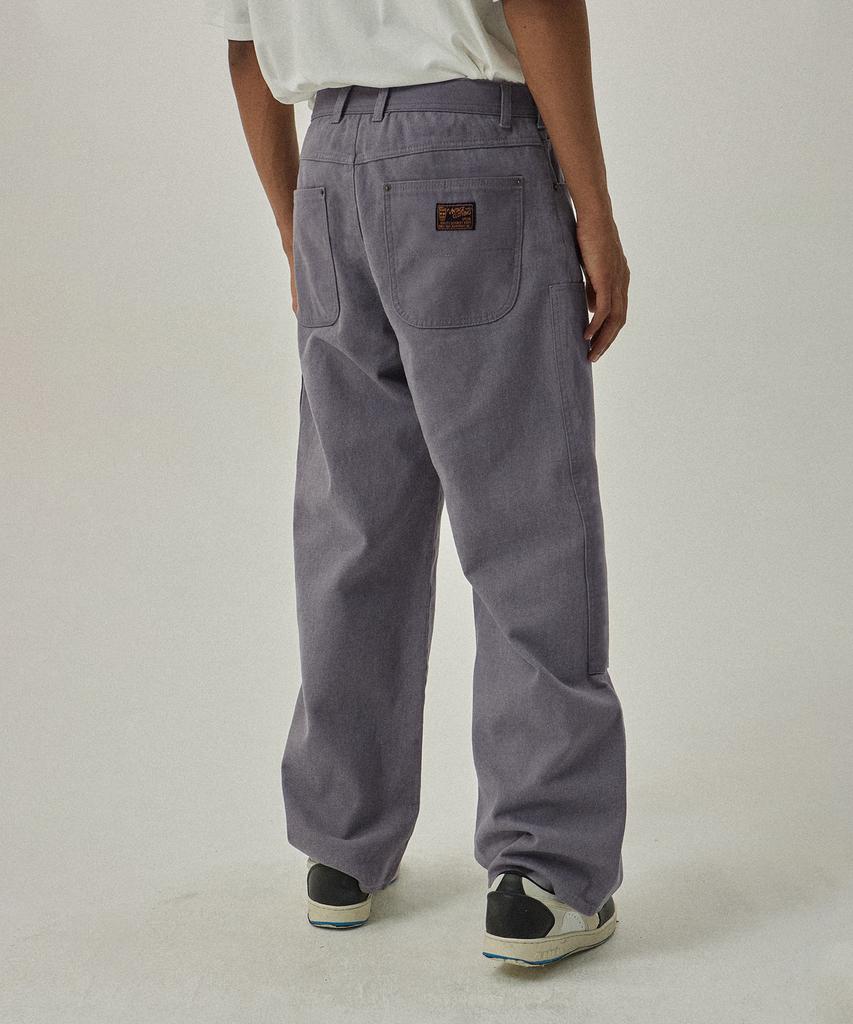 MAGOODGAN Farburn 4406 Contrast Double Knee Carpenter Wide Fit Grayish Purple Cotton Pants