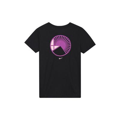 Nike Yoga Dri-Fit Casual Esportivo Secagem Rápida Gola Redonda Estampada Manga Curta Camiseta Tops Femininos Preto DD2817-010
