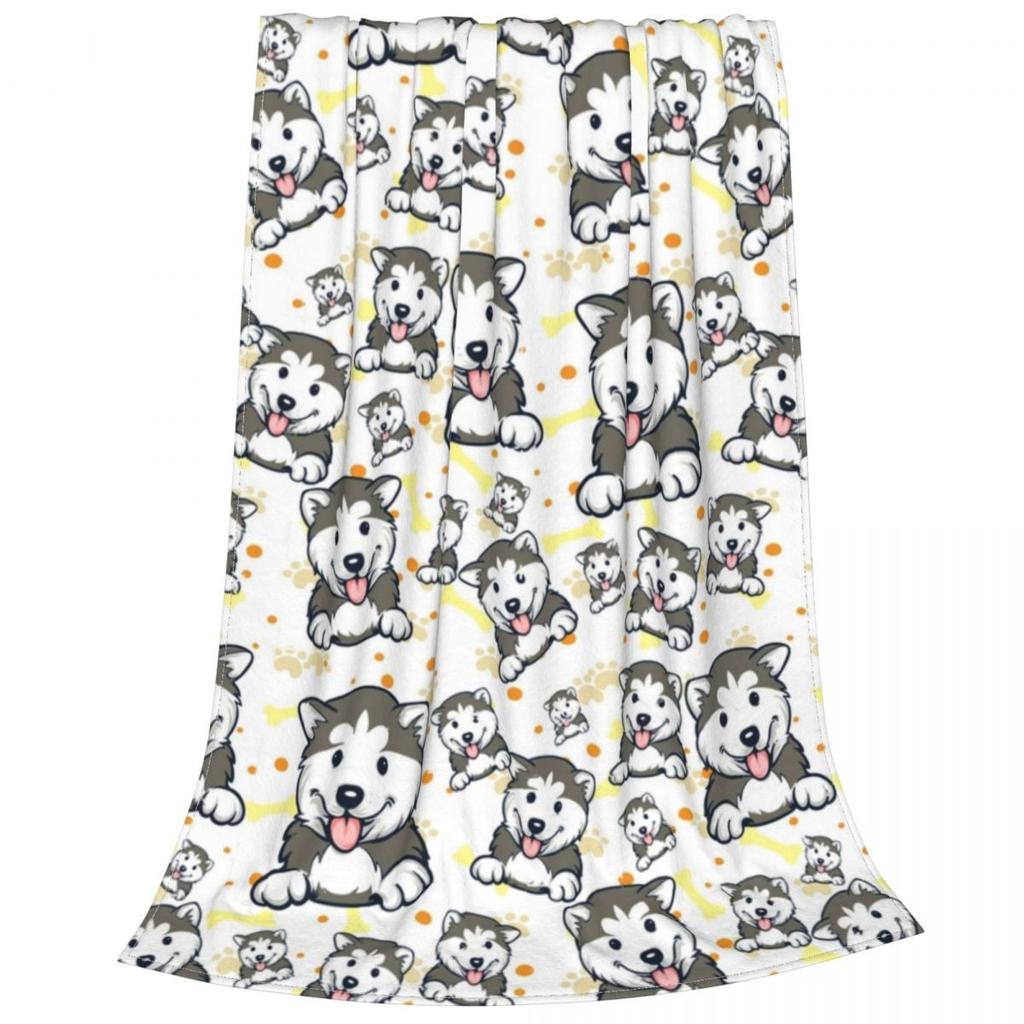 Cute Puppy Husky Flannel Blankets 3D Animal Dog Lovely Cool Customized Throw Blanket Sofa Bedding Lounge 200x150cm Plush Thin