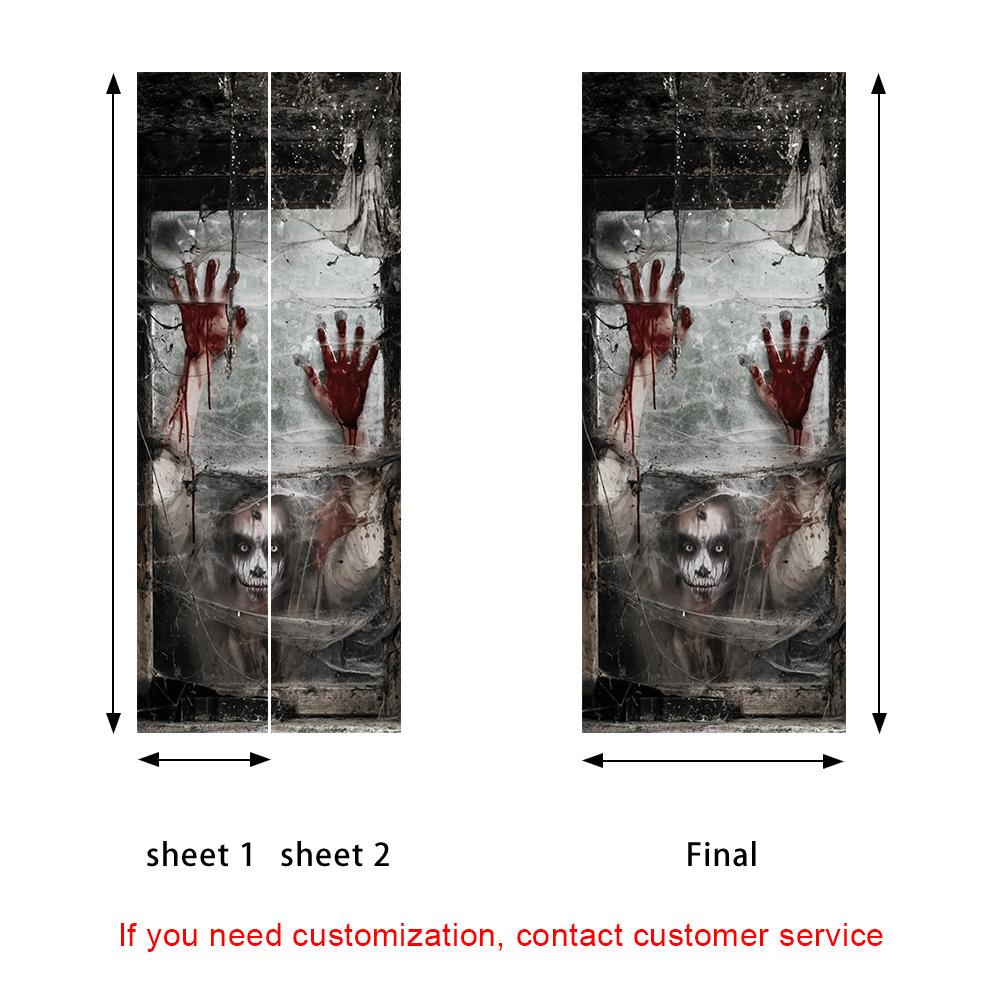 Halloween Horror Nun Thriller Door Stickers Removable Vinilos Para Puertas Adhesive Wallpaper Art Murals for Doors Bibliotheque Modern Home Decor