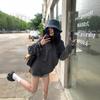 Lazy wind striped long-sleeved T-shirt women's spring and autumn new Korean loose medium and long outer wear with bottom top