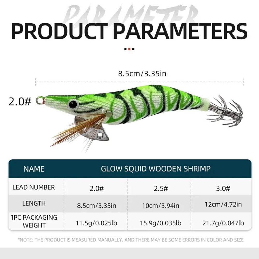 5Pcs 3D Eyes Luminous Squid Fishing Lure Durable Artificial Squid Jig Hook  Saltwater Fishing