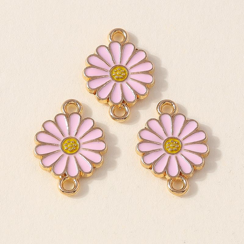 Leslie 10 Stück Bunte Doppel Loch Gänseblümchen Anhänger Für Schmuckherstellung Armband Halskette DIY Schlüsselanhänger Anhänger