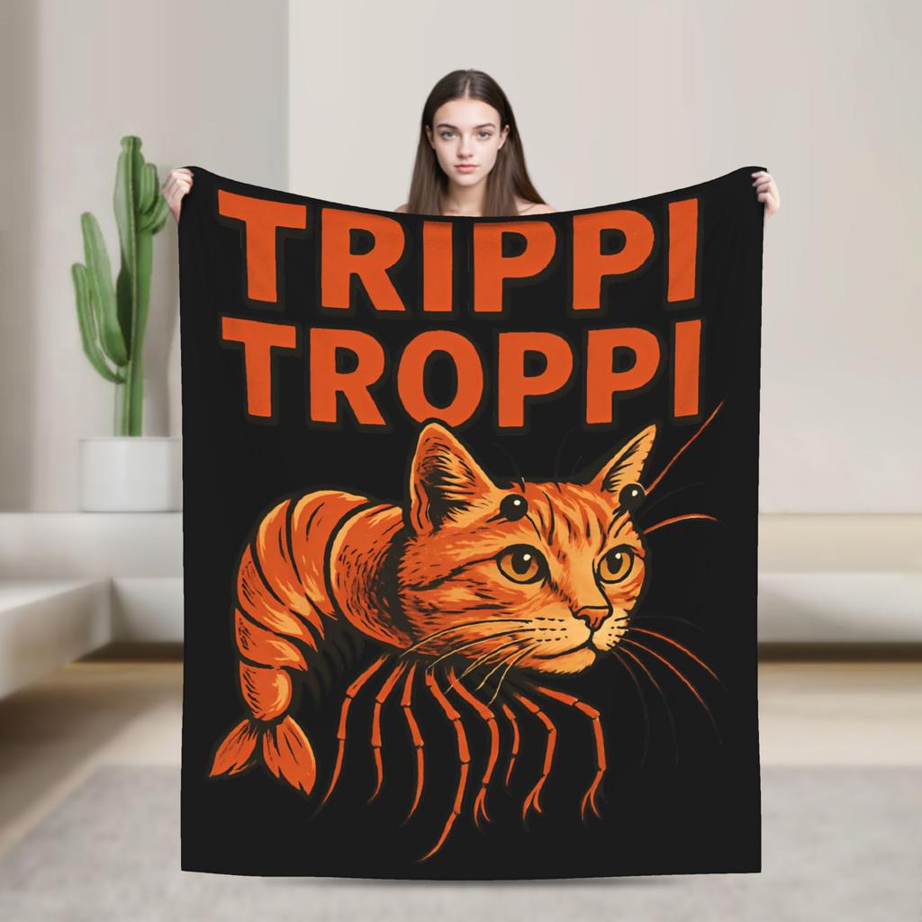 Cappuccino Assassino Italian Brainrot Memes Blanket Travel Flannel Bedding Throws For Couch Chair Sofa Bed Super Soft Bedspread