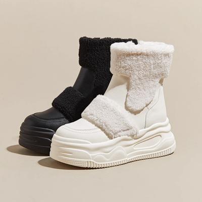 Thick-soled Inner Height-increasing Snow Boots Women's Lamb Wool Fashion Cotton Boots 2025 New Velvet Warm Small Short Boots