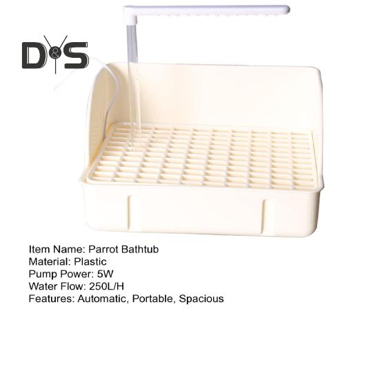 Automatisches Vogelbad mit Pumpe, Papageienbadewanne für den Innenbereich, großer Vogelduschbrunnen für Sittiche, Graupapageien, Nymphensittiche, Conure, Wellensittiche