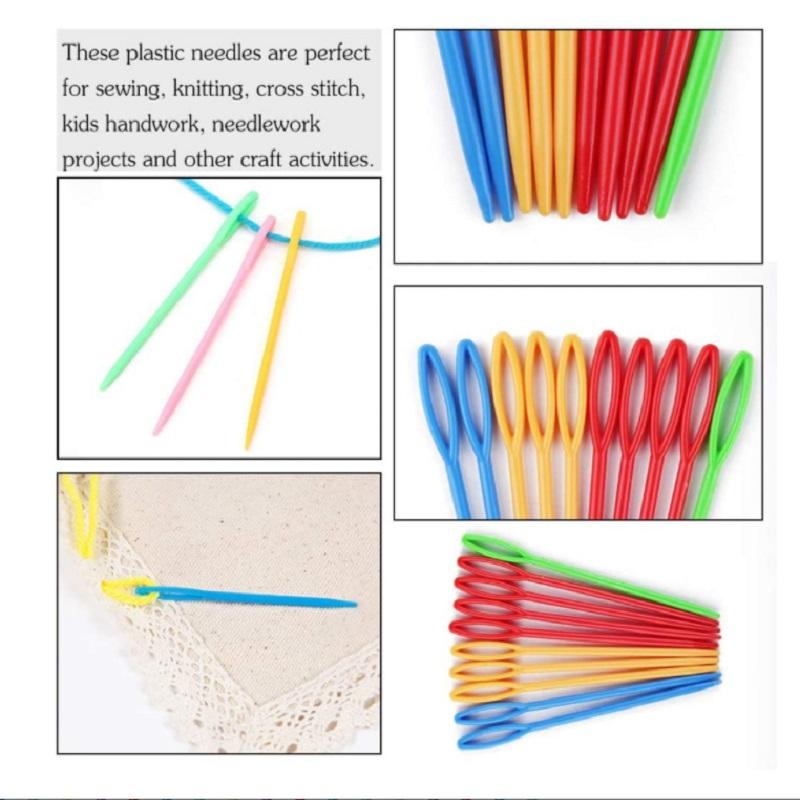 7/9/15cm Colorful Plastic Knitting Needles Crochet Hooks Wool Yarn Needle Children DIY Sweater Weaving Tools Accessory