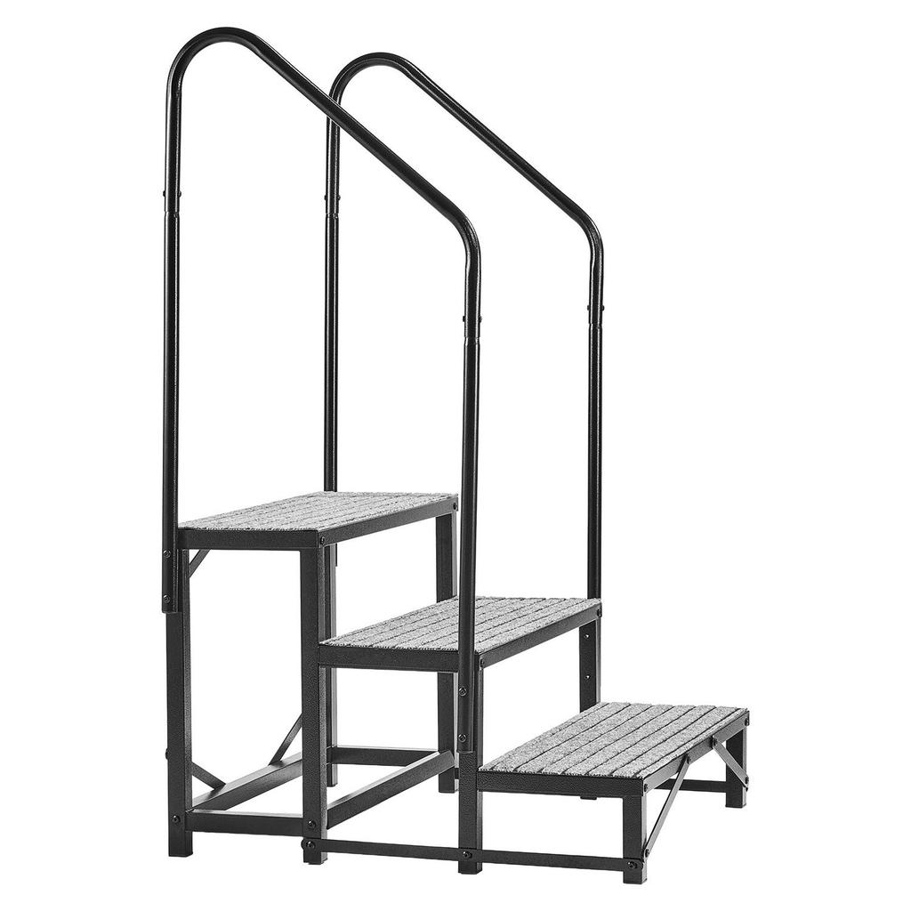Wohnmobil-Stufen mit doppeltem Handlauf, 3 Stufen, 300 kg Tragfähigkeit, Robuste Outdoor-Wohnmobil-Treppe mit rutschfester Matte für Ältere/Haustiere, Tragbare Treppe für Heiße