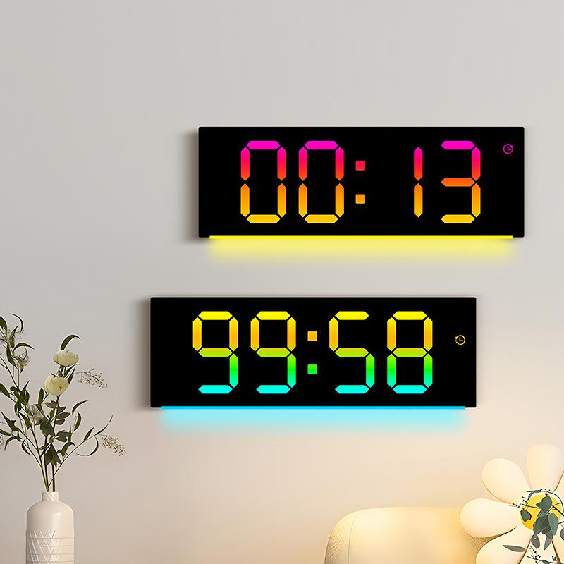 Creative Wall Clock, Simple Large Screen LED Clock, Living Room Clock, Characteristic Atmosphere Light, Multi-functional Clock