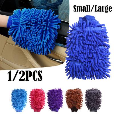 1/2PCS Chenille Plush Gloves for Car Cleaning Thickened Doublesided Car Cleaning Tools Ultrafine Fiber Car Washing Gloves