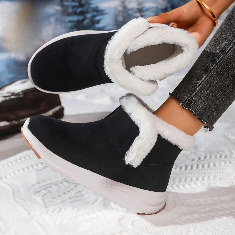 

Женские ботильоны 2025 Новые модные ботинки Круглый носок Элегантные зимние ботинки на плоской подошве износостойкие Плюс теплые женские ботинки 43 темно-синий