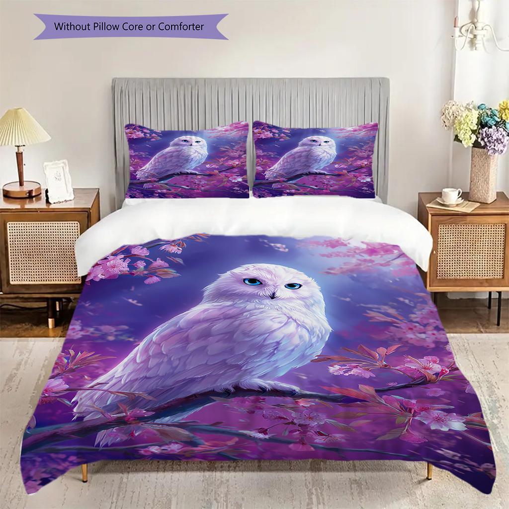 Set Copripiumino Trapuntato con Motivo Civetta Federa Decorazione per la Casa Regalo di Compleanno (1 * copripiumino + 2 * federa, senza nucleo)