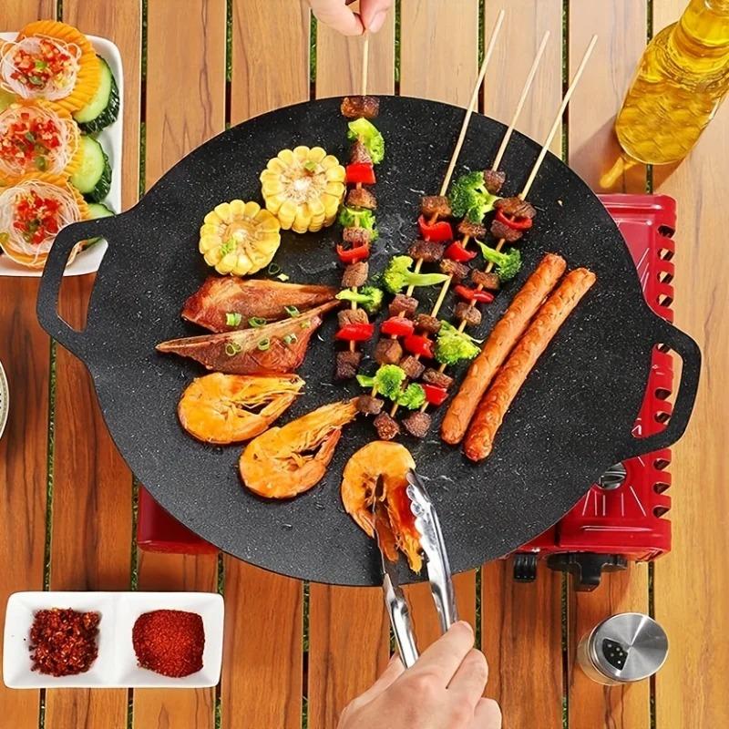 Outdoor electrical dual-use non stick baking tray with handle,evenly heated,easy to clean,for stir frying noodle,fried egg,steak