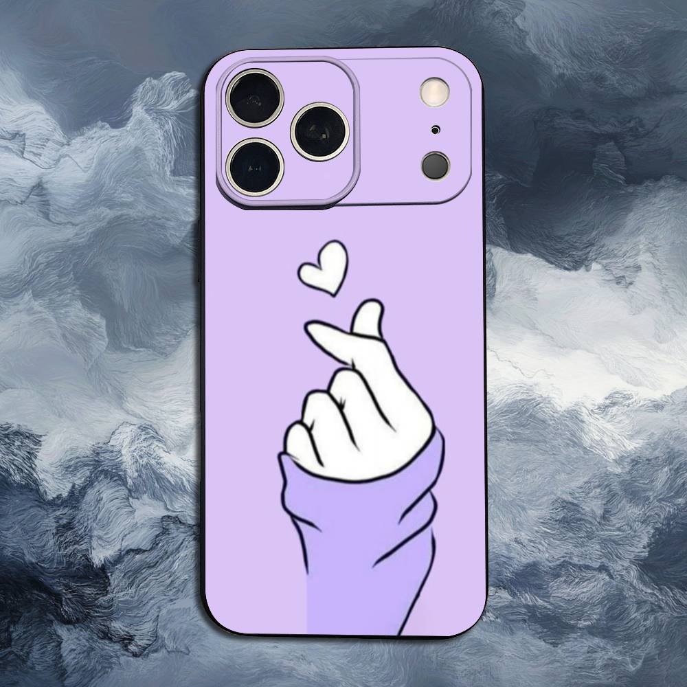 Lovely Hand Heart Case For iPhone 12,14,15,16,11,17,13,X,Mini,SE,XS,Plus,Pro,Max,8,7,XR,Soft Silicone Black