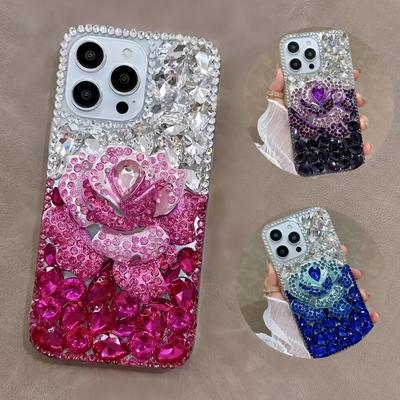 Glitzer Strass Rose Blume Handyhülle Für OPPO Realme 14 Pro Plus 14X 14T 13 12 Lite 4G 5G Bling Kristall Diamant Cover