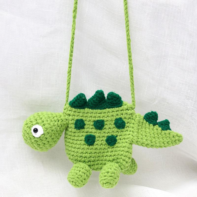 

1 шт. Детская сумка через плечо, Детские наплечные сумки, Плетеная монетница, Мультяшные сумочки, Форма динозавра, Шерсть