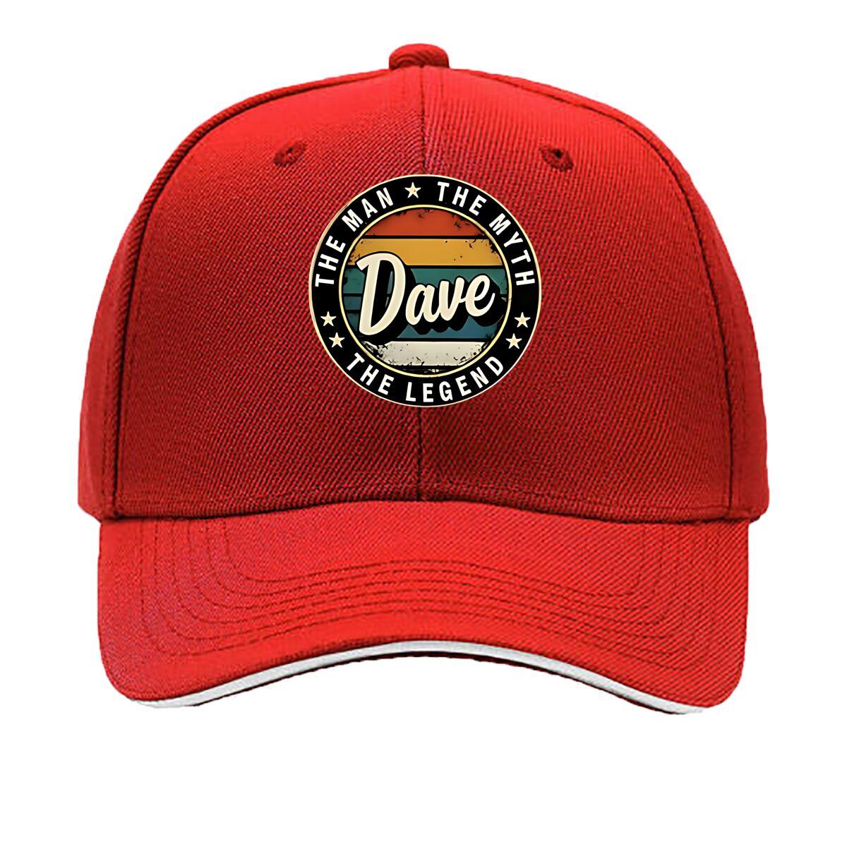 Dave The for Unisex The Myth The Legend Cap Vintage Retro Baseball Hat with Iconic Dave Print Struct Sandwich Baseball Cap One Size