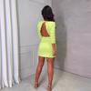 2024 Summer European & American Fashion Sexy Cutout Backless Round Neck Long Sleeve Bodycon Dress