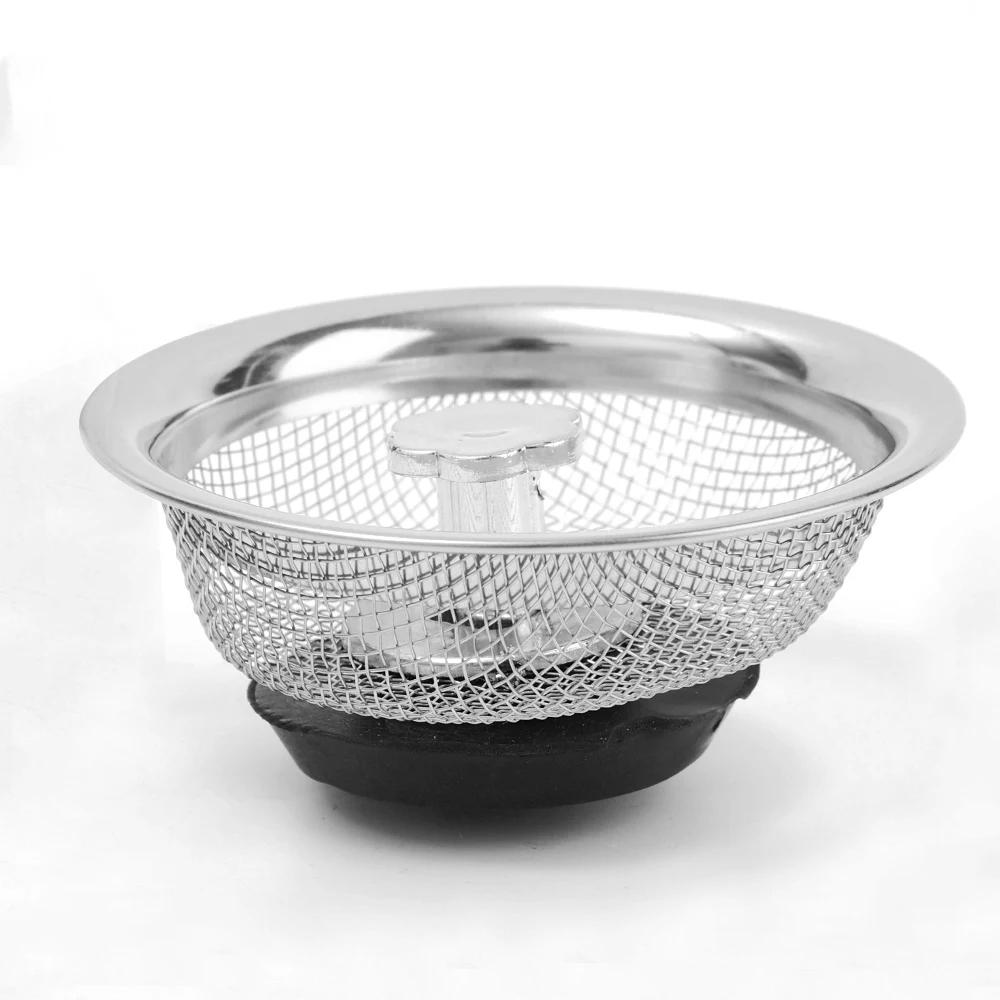 Kitchen Metal Sink Filter Stainless Steel Mesh Strainer Food Waste Drain Hole Bathroom Shower Hair Catcher Stopper Sewer Filter