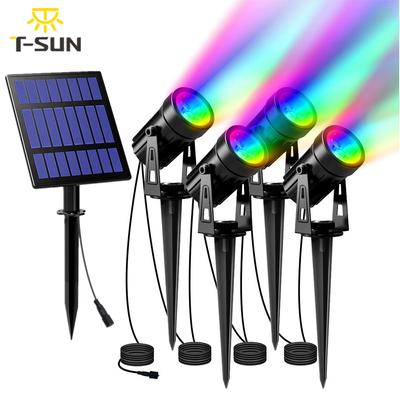 T-SUNRISE LED Solar Garten Licht IP65 Wasserdichte RGB Solar Lampe Im Freien Solar Strahler Für Garten Dekoration Wand Licht