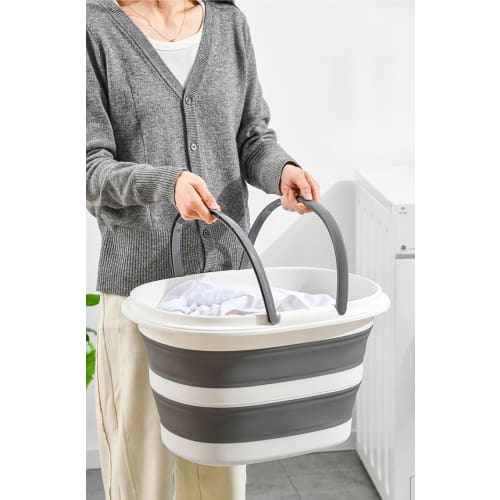 Gorocking Folding Bucket, 16L/28L Large Capacity, Stylish, Perfect for Camping, Laundry, Car Washing, Footbaths, and Fishing (Gray, 16L)