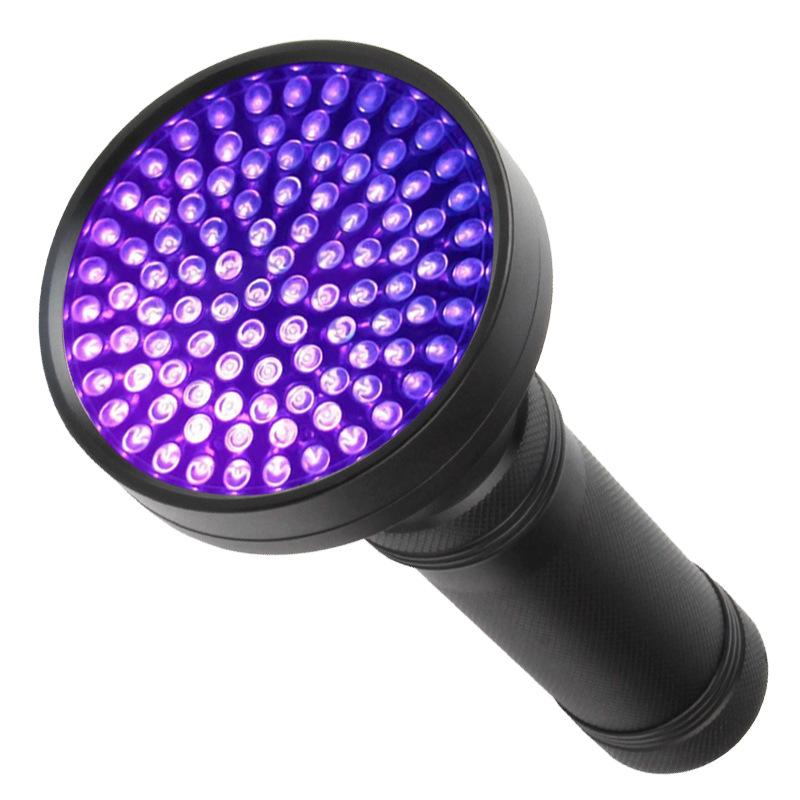 Tanbao 100 LED UV Flashlight - Purple Light for UV Detection, Anti-Counterfeit, Scorpion Finding, and Disinfection.