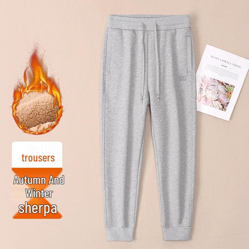 

Women s European Style High-Waist White Lamb Fleece Sweatpants - Autumn/Winter Thick, Loose, Plus Velvet Casual Pants (2025) 2XL