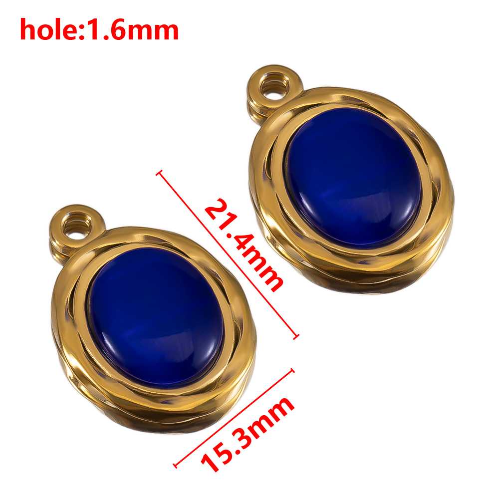 2pcs Stainless Steel Dark Blue Enamel Retro Anklet Charm Bohemia Pendant Base for DIY Earring Necklace Vacation Jewelry Findings
