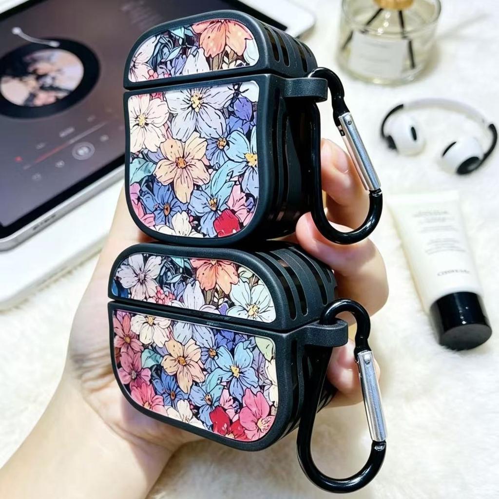Color ink flower sea small waist earphone case for apple AirPods pro1 earphone cover high texture scratch
