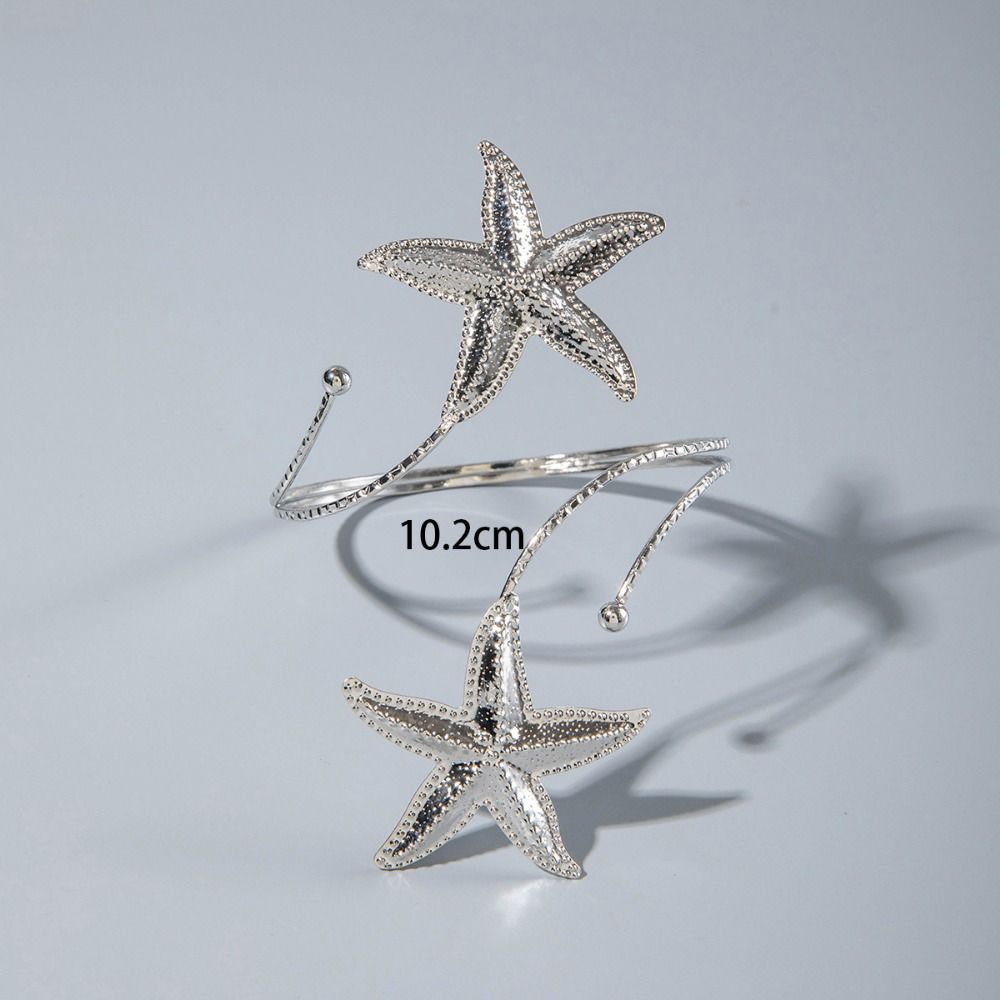 Water Drop Shape Metal Starfish Open Cuff Bangles Adjustable Armlet Jewelry Banquet