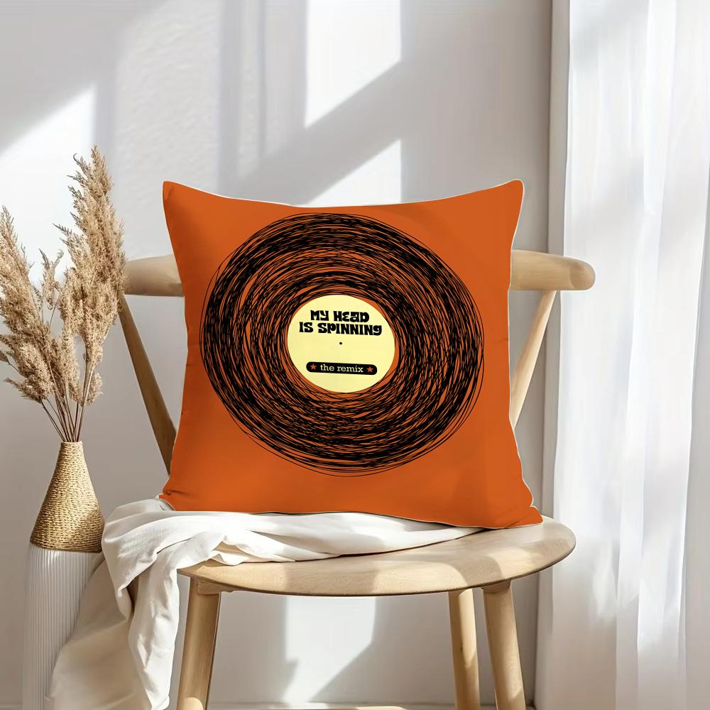 Music CD Cushion Cover Soft Plush Throw Pillow Cover DoubleSided Decorative Cushion Case Sofa Bedroom Home Decor