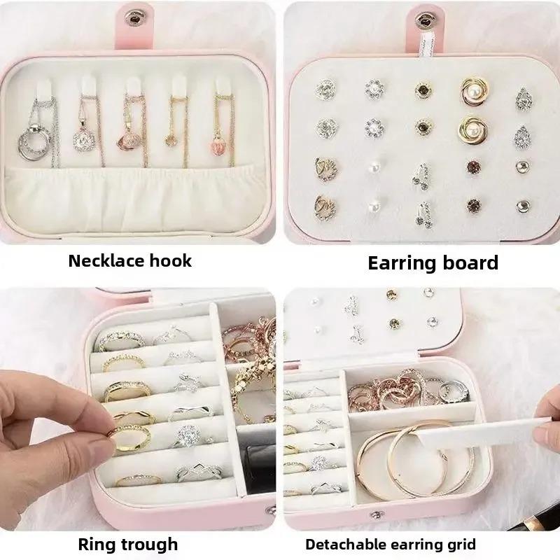 2025Ladies' large capacity multifunctional European travel jewelry box necklace earring storage box