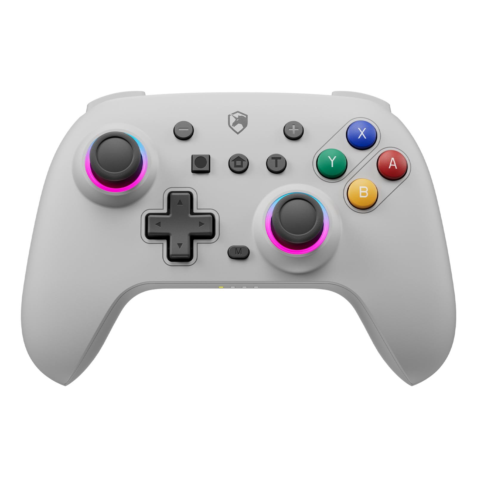 

Wireless Switch Controller with Hall Effect RGB Back Turbo 4 Levels of Vibration Gyro 800mAh Compatible with Pro Classic Gray Sticks, Lighting, сірий колір