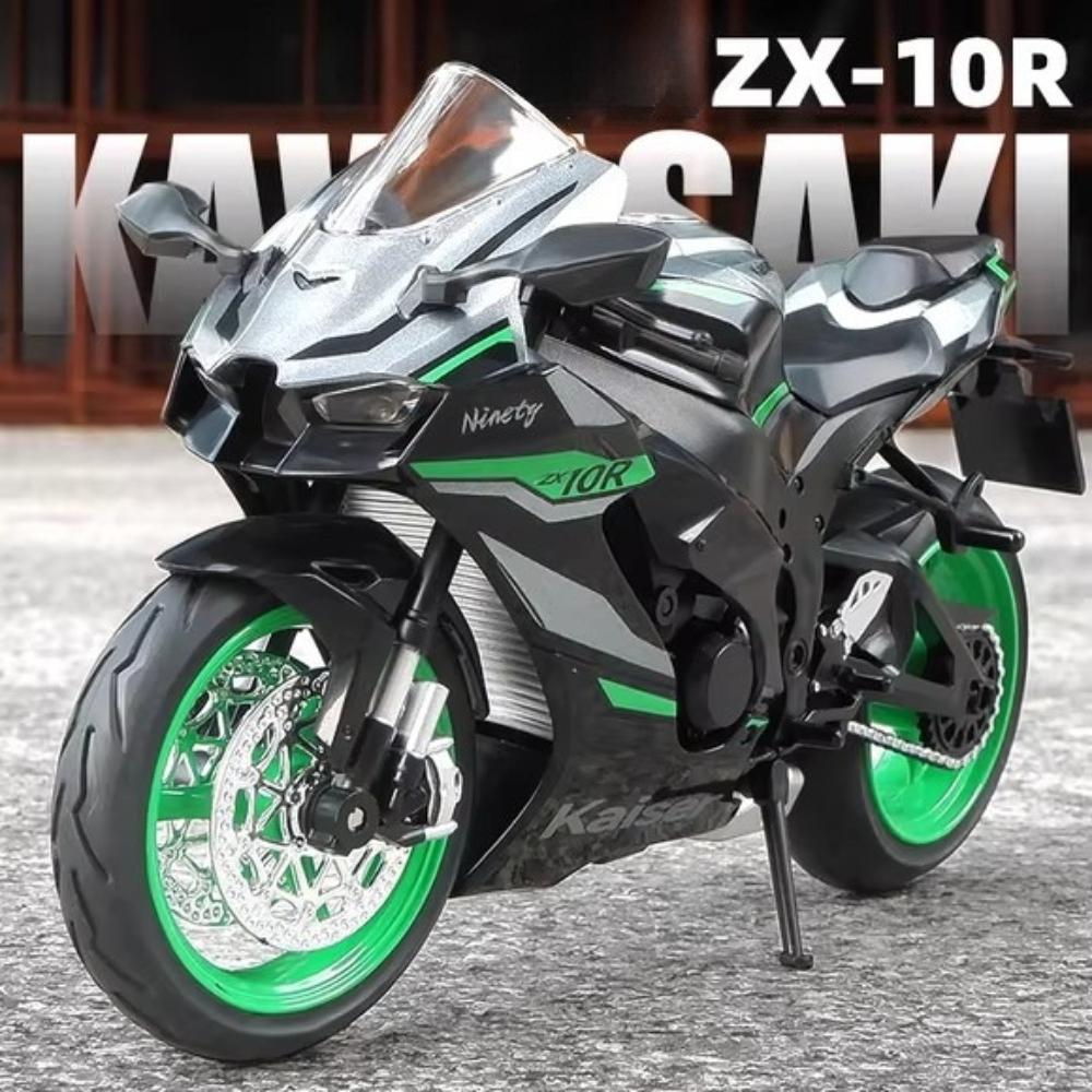1:12 Kawasaki ZX-10R H2R Motorcycle Toy Model Alloy Diecast Light Sound Shock Absorption Racing Motor Models Collection Gift