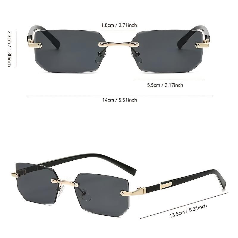 Frameless Rectangular Fashion Glasses for Men & Women Classic Lightweight Summer Eyewear for Casual & Formal Outfits