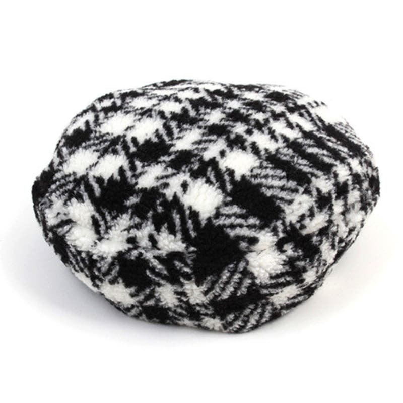 

Универсальная химия Флис Черная Клетка Берет Берет FREE