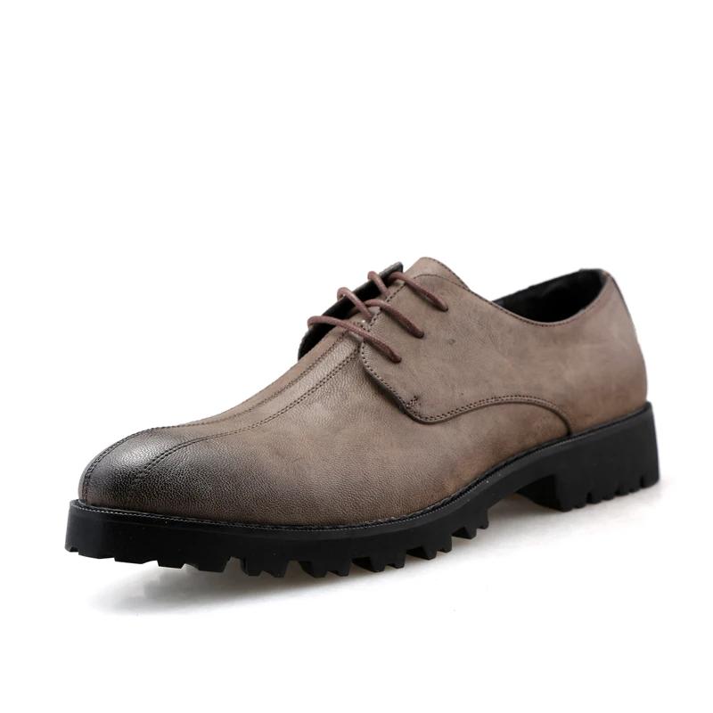

High End Brand Men s Oxford Shoes Thick Soled British Style Men s Business Formal Shoes Thick Soled Height Increasing Work Shoes 43 серый