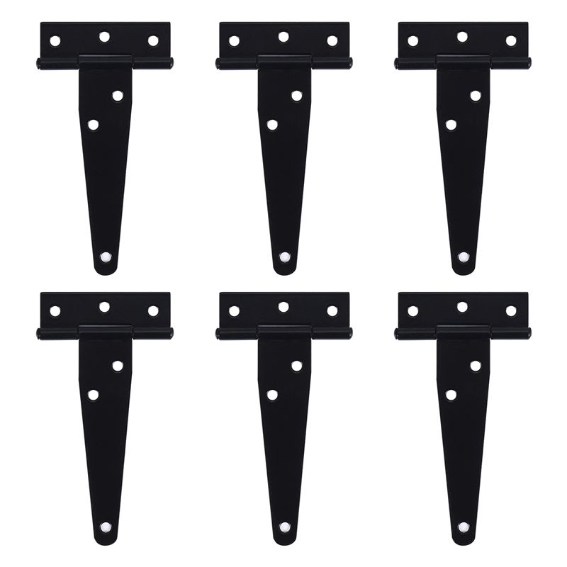 

Fresh 6 PCS 4 Inch T-Strap Hinges Rustic Gate Strap Hinge Rustproof Gate Door Black Hinges For Windows, Fence And Barn Gates чорний