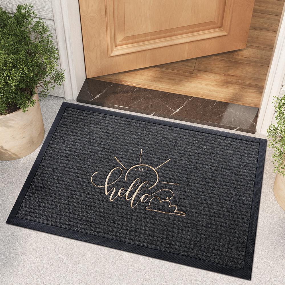 

Вышитый резиновый коврик для входа Коврик для входа, за которым легко ухаживать, нескользящий коврик для ног Коврик для входа, лифт, очистка от песка и пыли 60x90cm【24 x35 】