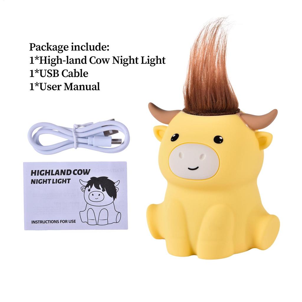 Cute Night Light Cartoon Cattle 2 Brightness Lamp With 20min Timer Bedroom Decorative Lamp For Home Bedside College Dormitory