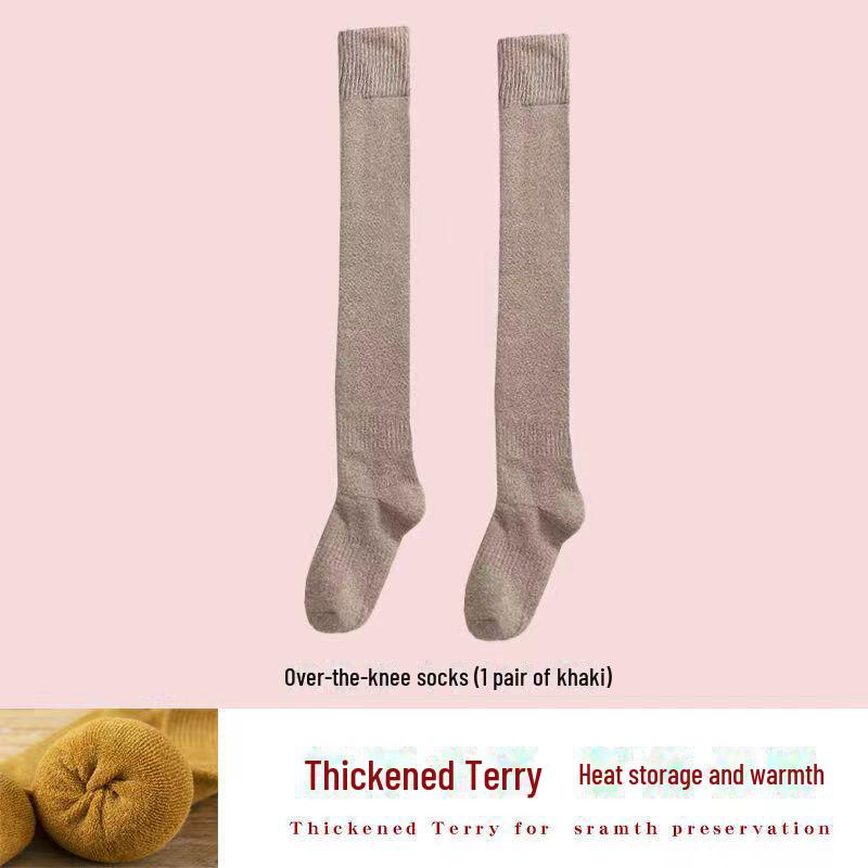 Damen Dicke Warme Kniehohe Frotteesocken - Einfarbig, Schweißabsorbierend, College-Stil